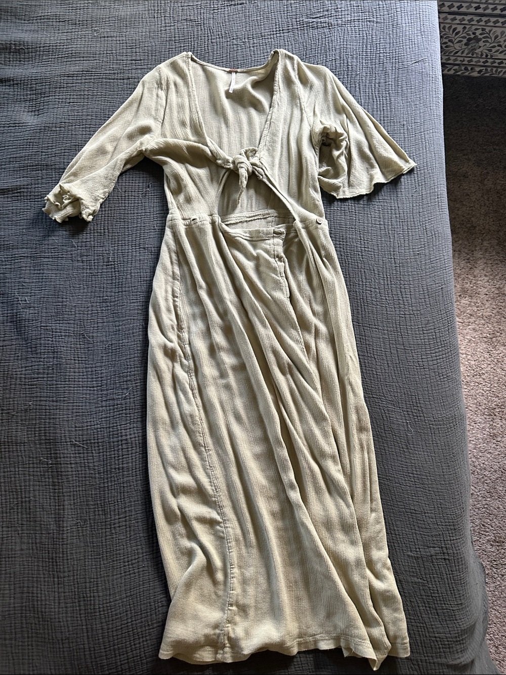 Free People Cream Knot-Front Maxi Dress